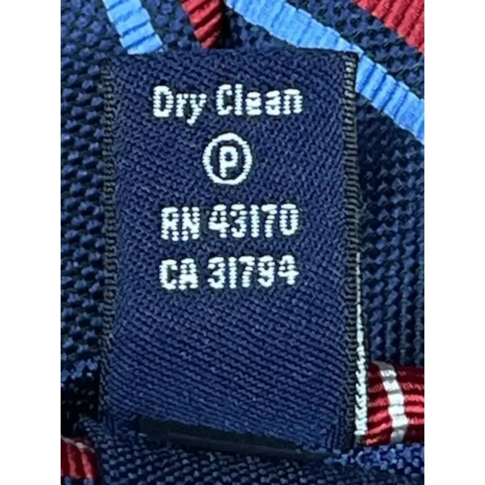 CHAPS Men’s Striped Necktie Navy Red Blue White 100% Polyester NWT